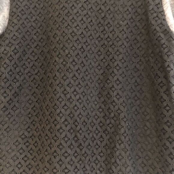 Ann Taylor Women's Gray Long Sleeve Knit Crochet Back with Black Lining Top Size - Picture 5 of 13